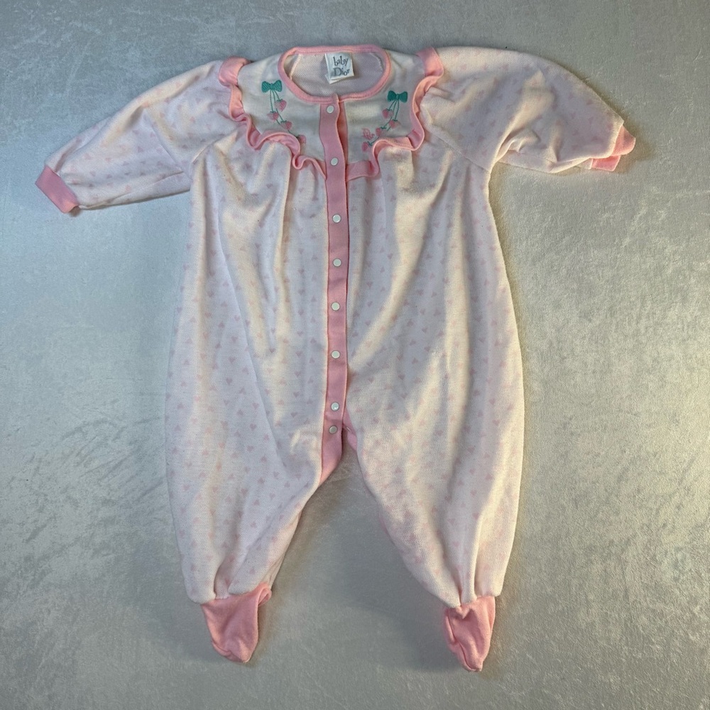 Dior Baby Pink and Green Footed One-Piece